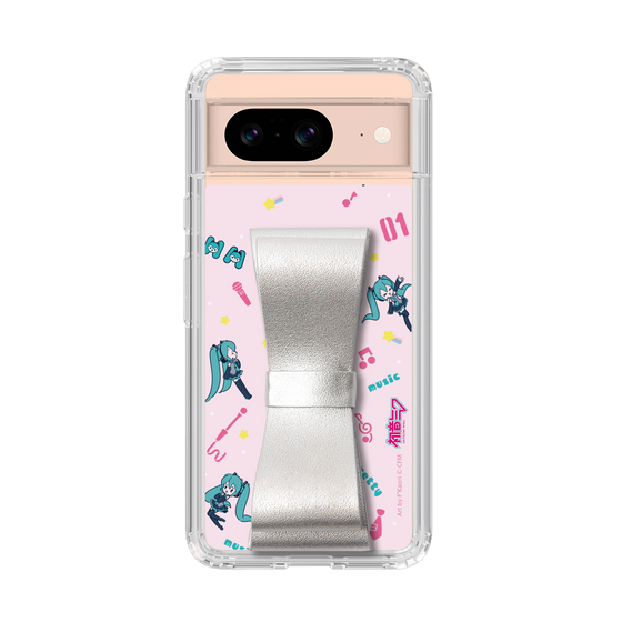 Slim Protection Case - STAND & RING RIBBON Silver［ HATSUNE MIKU - Ribbon - Instrumental - Pink ］