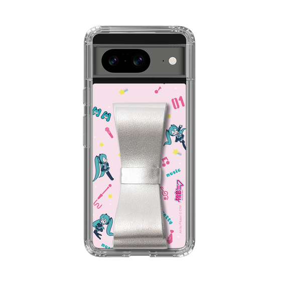 Slim Protection Case - STAND & RING RIBBON Silver［ HATSUNE MIKU - Ribbon - Instrumental - Pink ］