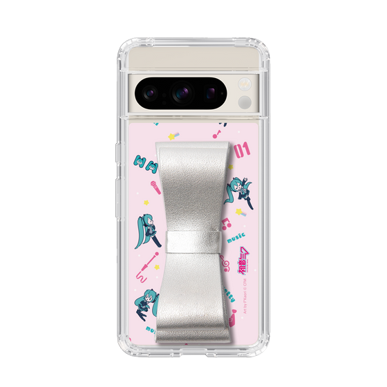Slim Protection Case - STAND & RING RIBBON Silver［ HATSUNE MIKU - Ribbon - Instrumental - Pink ］