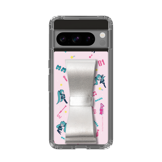 Slim Protection Case - STAND & RING RIBBON Silver［ HATSUNE MIKU - Ribbon - Instrumental - Pink ］