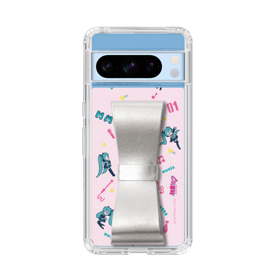 Slim Protection Case - STAND & RING RIBBON Silver［ HATSUNE MIKU - Ribbon - Instrumental - Pink ］