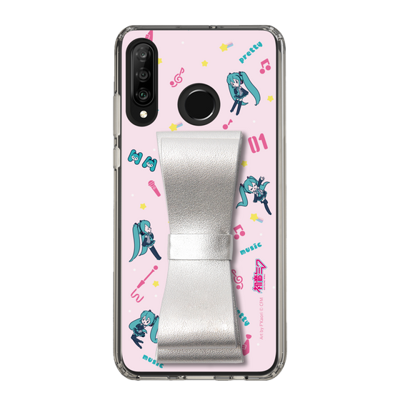 Slim Protection Case - STAND & RING RIBBON Silver［ HATSUNE MIKU - Ribbon - Instrumental - Pink ］