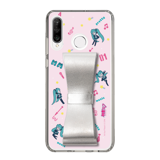 Slim Protection Case - STAND & RING RIBBON Silver［ HATSUNE MIKU - Ribbon - Instrumental - Pink ］