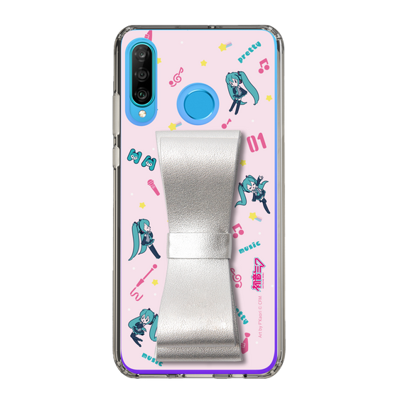 Slim Protection Case - STAND & RING RIBBON Silver［ HATSUNE MIKU - Ribbon - Instrumental - Pink ］