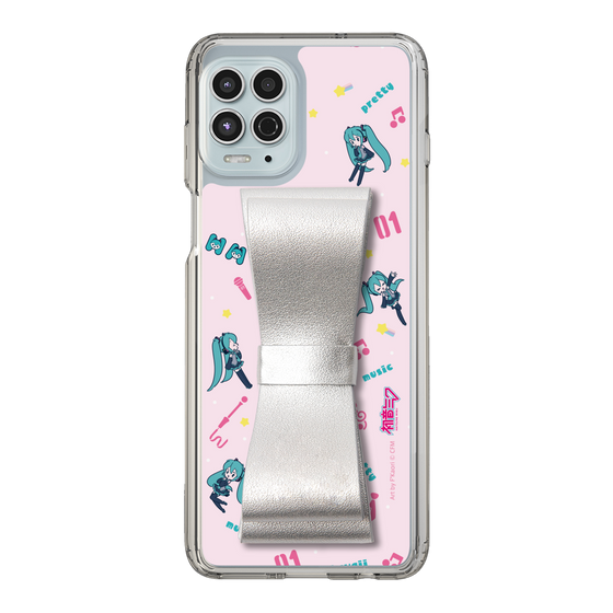 Slim Protection Case - STAND & RING RIBBON Silver［ HATSUNE MIKU - Ribbon - Instrumental - Pink ］