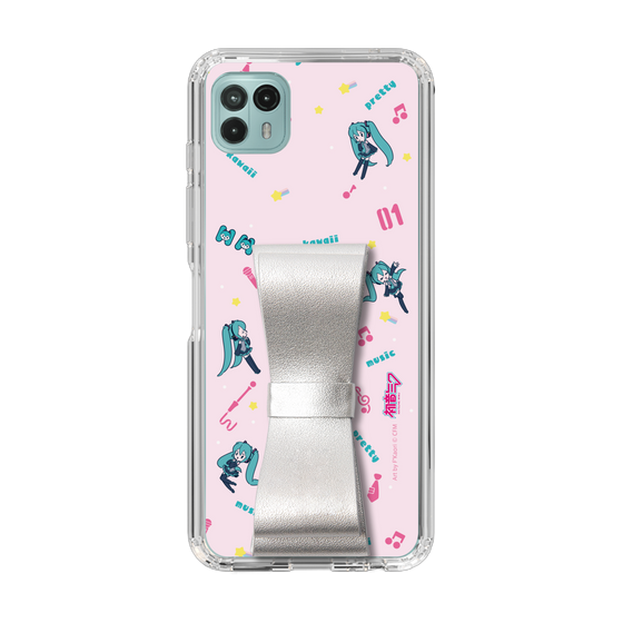 Slim Protection Case - STAND & RING RIBBON Silver［ HATSUNE MIKU - Ribbon - Instrumental - Pink ］