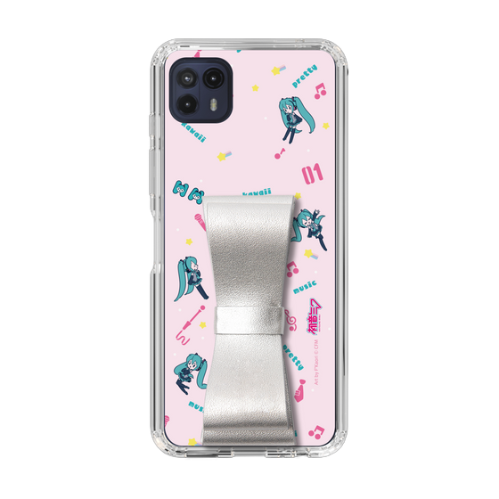 Slim Protection Case - STAND & RING RIBBON Silver［ HATSUNE MIKU - Ribbon - Instrumental - Pink ］