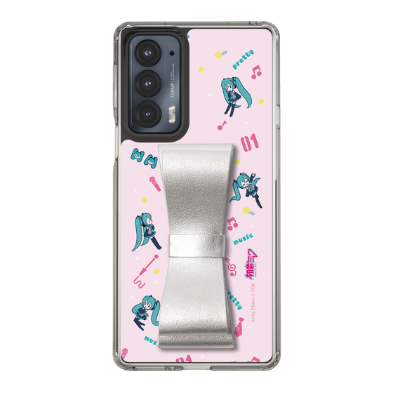 Slim Protection Case - STAND & RING RIBBON Silver［ HATSUNE MIKU - Ribbon - Instrumental - Pink ］