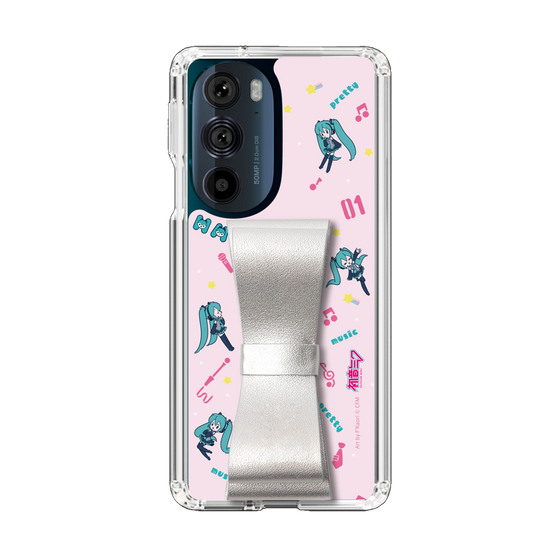 Slim Protection Case - STAND & RING RIBBON Silver［ HATSUNE MIKU - Ribbon - Instrumental - Pink ］