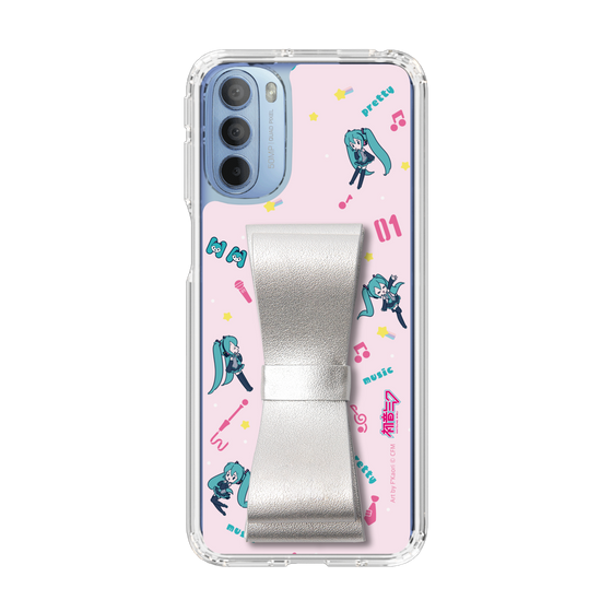Slim Protection Case - STAND & RING RIBBON Silver［ HATSUNE MIKU - Ribbon - Instrumental - Pink ］