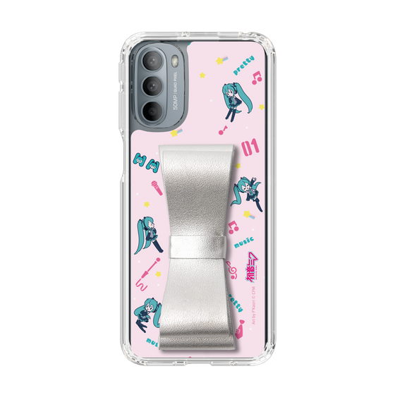 Slim Protection Case - STAND & RING RIBBON Silver［ HATSUNE MIKU - Ribbon - Instrumental - Pink ］