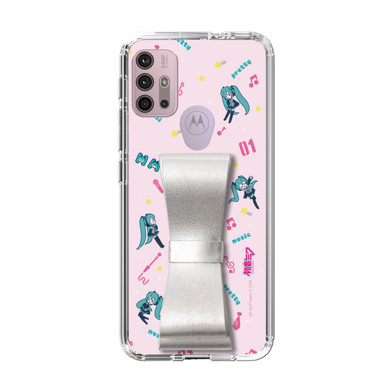 Slim Protection Case - STAND & RING RIBBON Silver［ HATSUNE MIKU - Ribbon - Instrumental - Pink ］