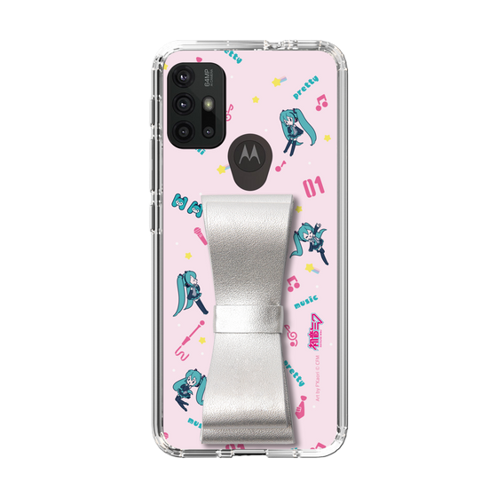 Slim Protection Case - STAND & RING RIBBON Silver［ HATSUNE MIKU - Ribbon - Instrumental - Pink ］