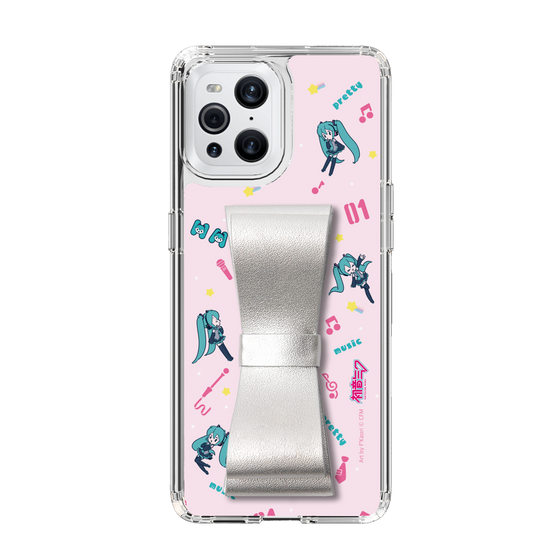 Slim Protection Case - STAND & RING RIBBON Silver［ HATSUNE MIKU - Ribbon - Instrumental - Pink ］