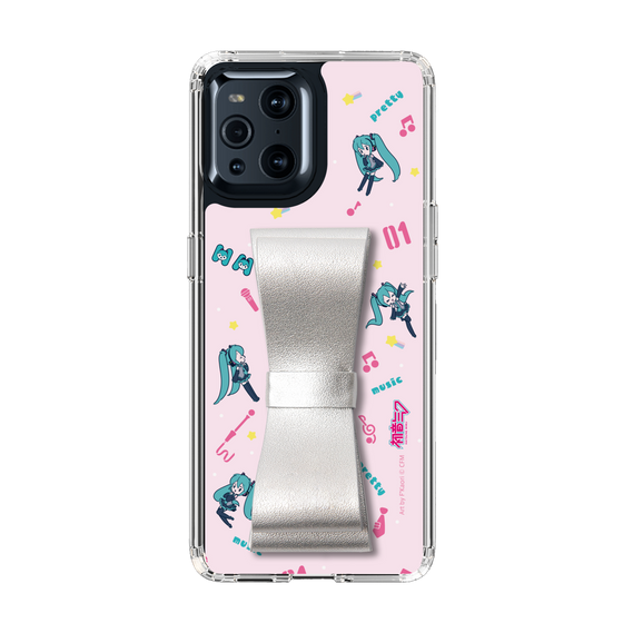 Slim Protection Case - STAND & RING RIBBON Silver［ HATSUNE MIKU - Ribbon - Instrumental - Pink ］