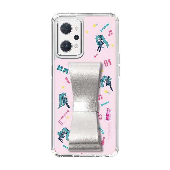 Slim Protection Case - STAND & RING RIBBON Silver［ HATSUNE MIKU - Ribbon - Instrumental - Pink ］