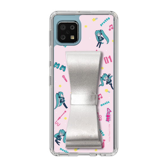 Slim Protection Case - STAND & RING RIBBON Silver［ HATSUNE MIKU - Ribbon - Instrumental - Pink ］