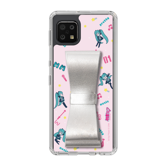 Slim Protection Case - STAND & RING RIBBON Silver［ HATSUNE MIKU - Ribbon - Instrumental - Pink ］