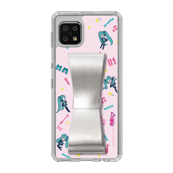 Slim Protection Case - STAND & RING RIBBON Silver［ HATSUNE MIKU - Ribbon - Instrumental - Pink ］