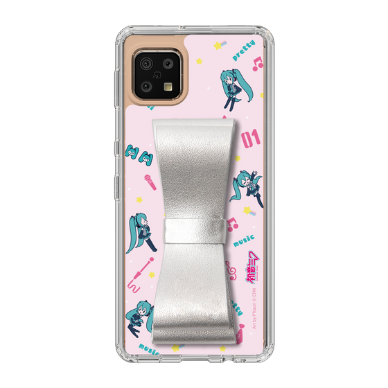 Slim Protection Case - STAND & RING RIBBON Silver［ HATSUNE MIKU - Ribbon - Instrumental - Pink ］