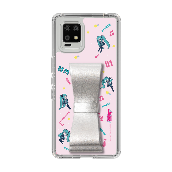 Slim Protection Case - STAND & RING RIBBON Silver［ HATSUNE MIKU - Ribbon - Instrumental - Pink ］
