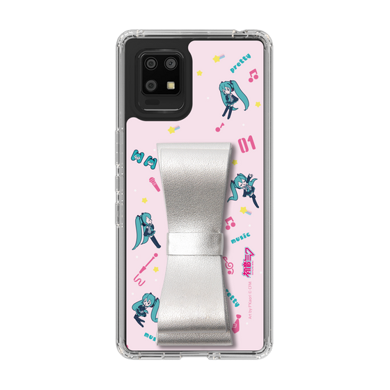 Slim Protection Case - STAND & RING RIBBON Silver［ HATSUNE MIKU - Ribbon - Instrumental - Pink ］