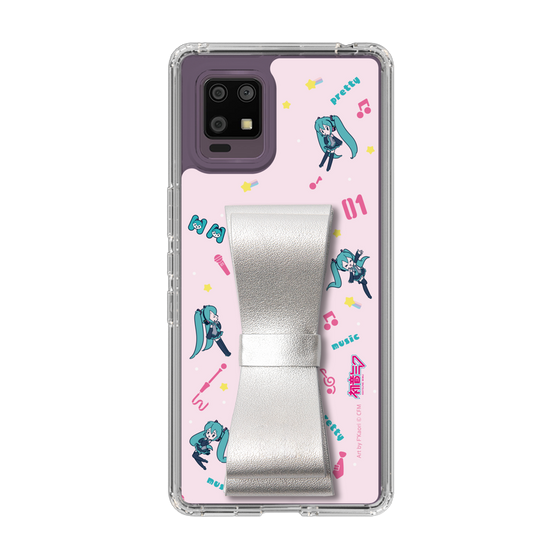 Slim Protection Case - STAND & RING RIBBON Silver［ HATSUNE MIKU - Ribbon - Instrumental - Pink ］