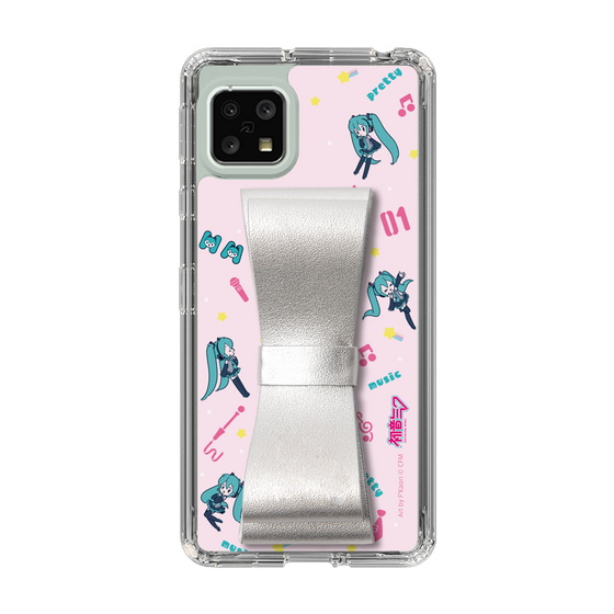 Slim Protection Case - STAND & RING RIBBON Silver［ HATSUNE MIKU - Ribbon - Instrumental - Pink ］