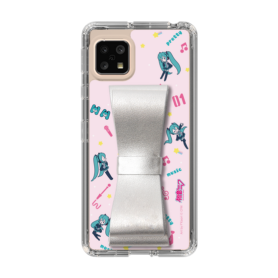 Slim Protection Case - STAND & RING RIBBON Silver［ HATSUNE MIKU - Ribbon - Instrumental - Pink ］