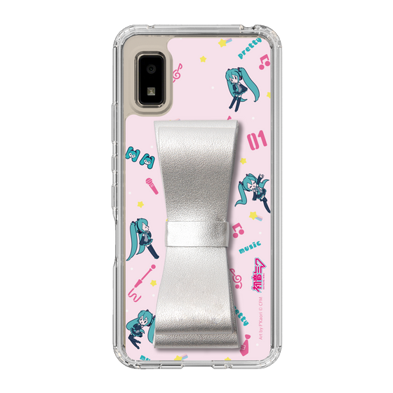 Slim Protection Case - STAND & RING RIBBON Silver［ HATSUNE MIKU - Ribbon - Instrumental - Pink ］