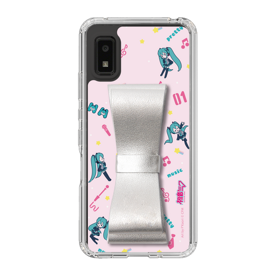 Slim Protection Case - STAND & RING RIBBON Silver［ HATSUNE MIKU - Ribbon - Instrumental - Pink ］