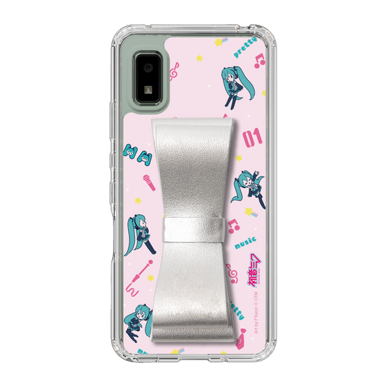 Slim Protection Case - STAND & RING RIBBON Silver［ HATSUNE MIKU - Ribbon - Instrumental - Pink ］