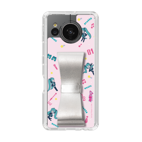 Slim Protection Case - STAND & RING RIBBON Silver［ HATSUNE MIKU - Ribbon - Instrumental - Pink ］