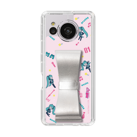 Slim Protection Case - STAND & RING RIBBON Silver［ HATSUNE MIKU - Ribbon - Instrumental - Pink ］