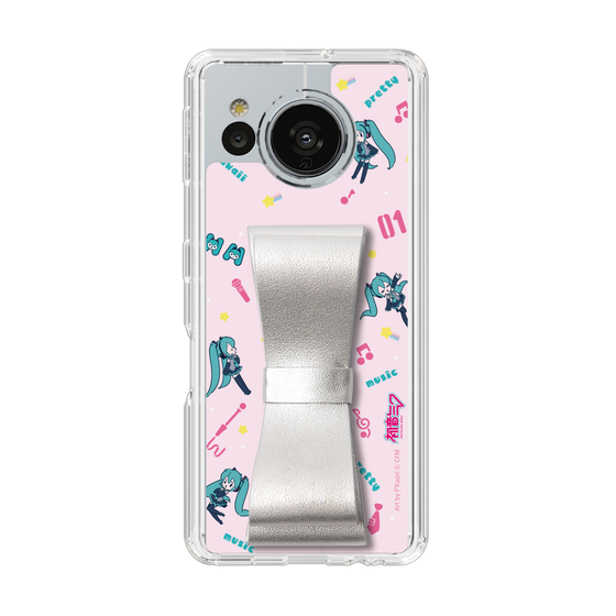 Slim Protection Case - STAND & RING RIBBON Silver［ HATSUNE MIKU - Ribbon - Instrumental - Pink ］
