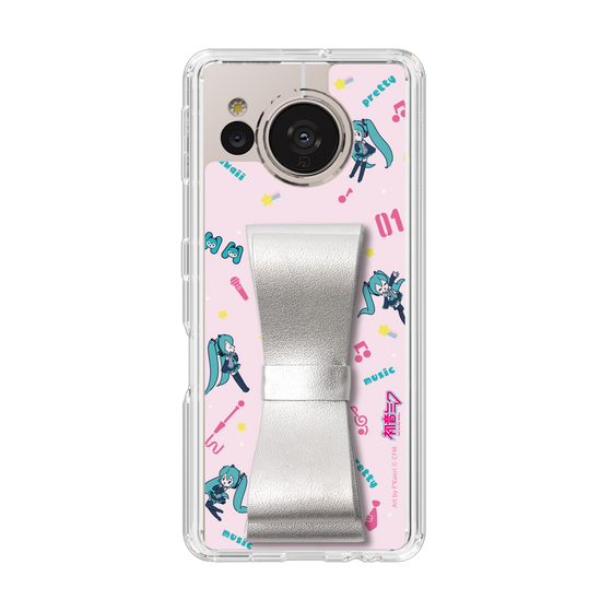 Slim Protection Case - STAND & RING RIBBON Silver［ HATSUNE MIKU - Ribbon - Instrumental - Pink ］