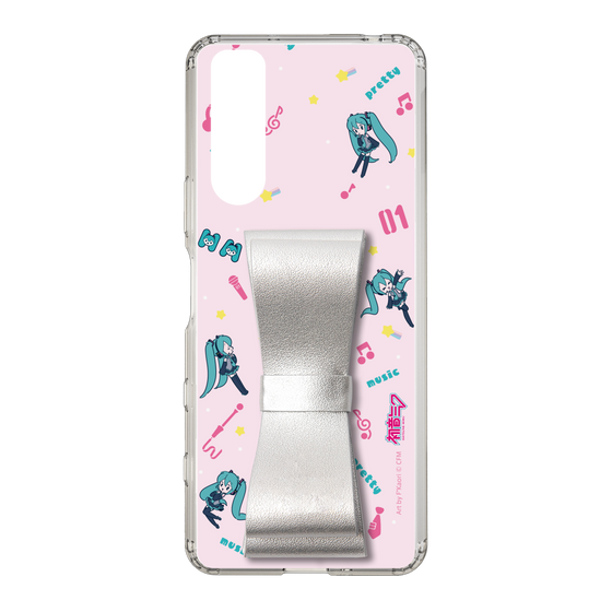 Slim Protection Case - STAND & RING RIBBON Silver［ HATSUNE MIKU - Ribbon - Instrumental - Pink ］