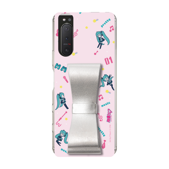 Slim Protection Case - STAND & RING RIBBON Silver［ HATSUNE MIKU - Ribbon - Instrumental - Pink ］