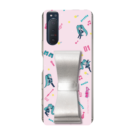 Slim Protection Case - STAND & RING RIBBON Silver［ HATSUNE MIKU - Ribbon - Instrumental - Pink ］