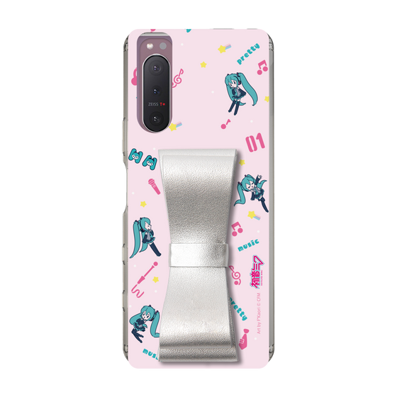 Slim Protection Case - STAND & RING RIBBON Silver［ HATSUNE MIKU - Ribbon - Instrumental - Pink ］