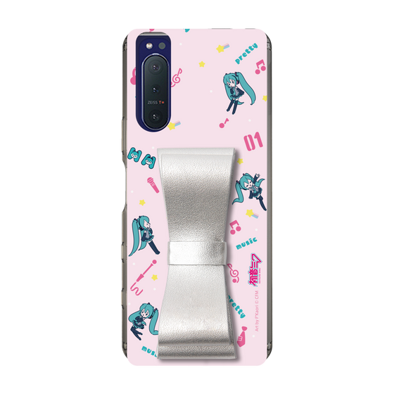 Slim Protection Case - STAND & RING RIBBON Silver［ HATSUNE MIKU - Ribbon - Instrumental - Pink ］