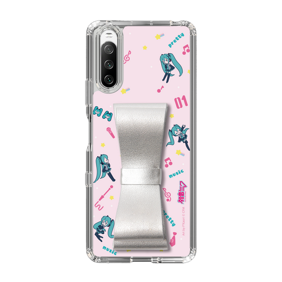 Slim Protection Case - STAND & RING RIBBON Silver［ HATSUNE MIKU - Ribbon - Instrumental - Pink ］
