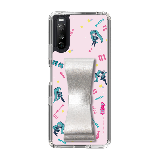 Slim Protection Case - STAND & RING RIBBON Silver［ HATSUNE MIKU - Ribbon - Instrumental - Pink ］