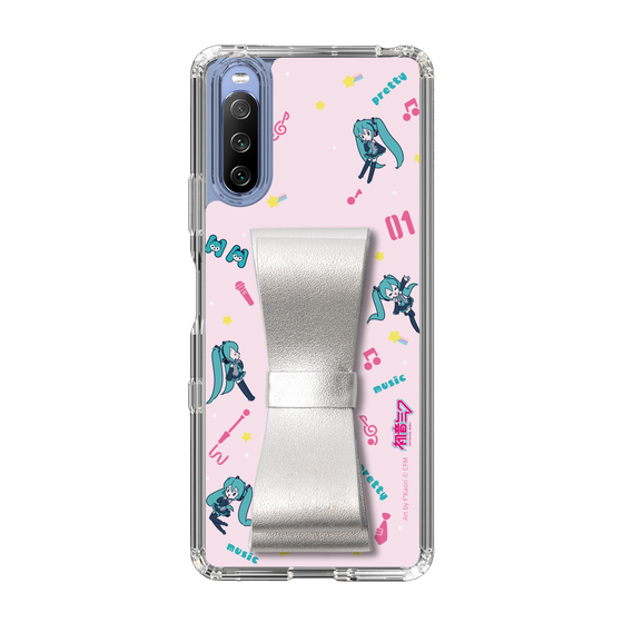 Slim Protection Case - STAND & RING RIBBON Silver［ HATSUNE MIKU - Ribbon - Instrumental - Pink ］