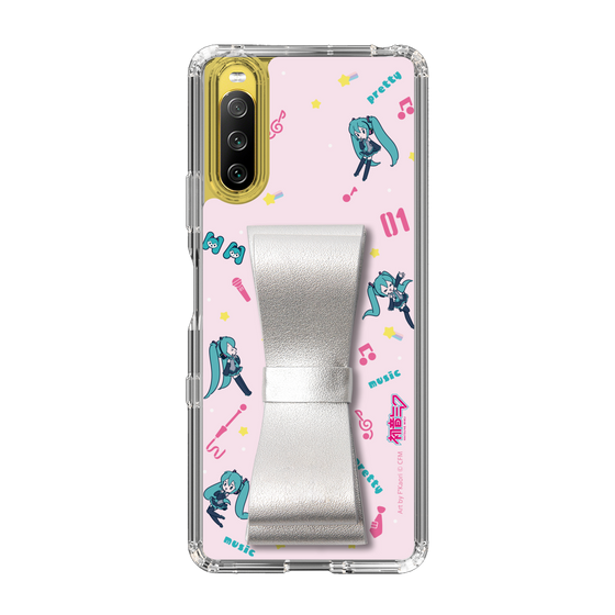 Slim Protection Case - STAND & RING RIBBON Silver［ HATSUNE MIKU - Ribbon - Instrumental - Pink ］