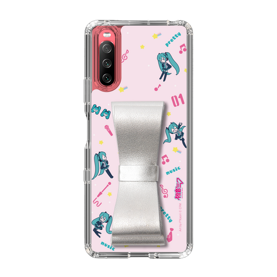 Slim Protection Case - STAND & RING RIBBON Silver［ HATSUNE MIKU - Ribbon - Instrumental - Pink ］