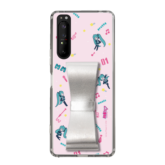 Slim Protection Case - STAND & RING RIBBON Silver［ HATSUNE MIKU - Ribbon - Instrumental - Pink ］