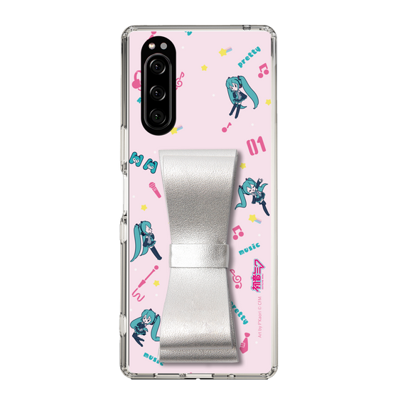 Slim Protection Case - STAND & RING RIBBON Silver［ HATSUNE MIKU - Ribbon - Instrumental - Pink ］