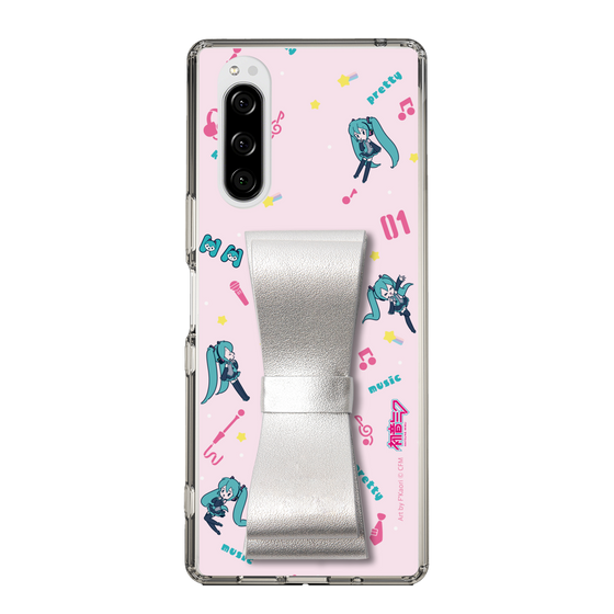 Slim Protection Case - STAND & RING RIBBON Silver［ HATSUNE MIKU - Ribbon - Instrumental - Pink ］
