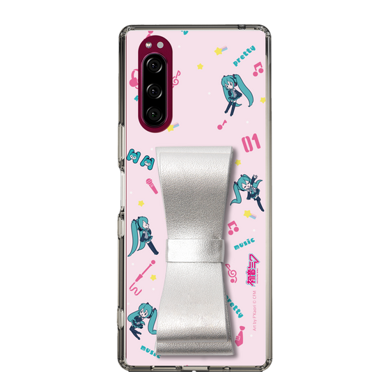 Slim Protection Case - STAND & RING RIBBON Silver［ HATSUNE MIKU - Ribbon - Instrumental - Pink ］